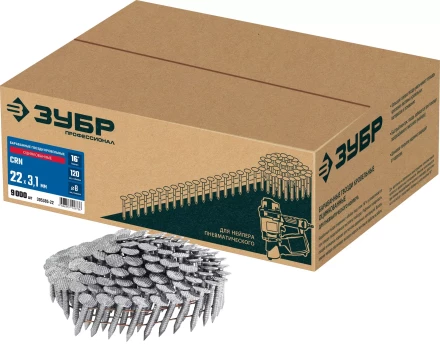ЗУБР CRN 22 х 3.1 мм, барабанные гвозди кровельные оцинкованные, 9000 шт (305385-22) купить в Надыме
