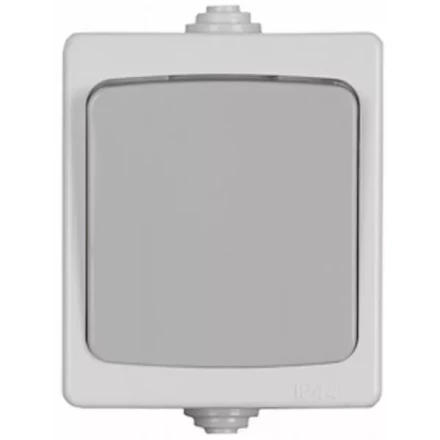 Выключатель СВЕТОЗАР &quot;АВРОРА&quot; проходной, одноклавишный, IP44, цвет серо-белый, 10А/~250В SV-54340-W купить в Надыме