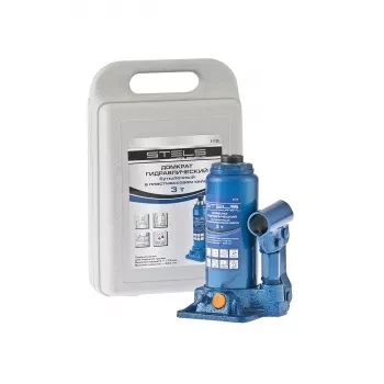 Домкрат гидравлический бутылочный 3 т h подъема 178–343 мм в пластиковом кейсе STELS 51125 купить в Надыме