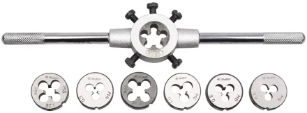 Набор ЗУБР "МАСТЕР" с металлорежущим инструментом, плашки М3-М12, плашкодержатель, - на карточке, 8 предметов 28128-H8 купить в Надыме