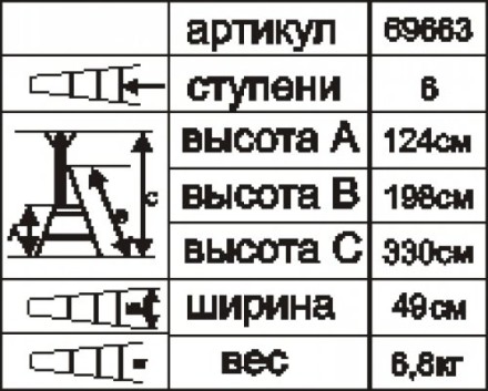 Стремянка стальная &quot;Энкор&quot; 6 ступеней 69663 купить в Надыме