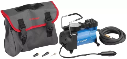 Компрессор ЗУБР "ЭКСПЕРТ" автомобильный давление 10 атм, длина провода 3 м, длина шланга 2 м, 3 насадки 61127 купить в Надыме