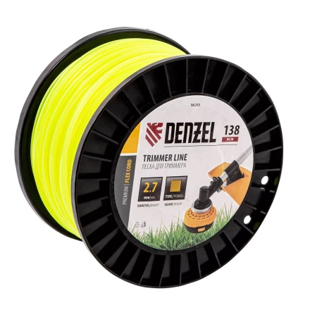 Леска для триммера квадрат Denzel, 2,7м х 138м, на DIN катушке FLEX CORD, 96293 купить в Надыме
