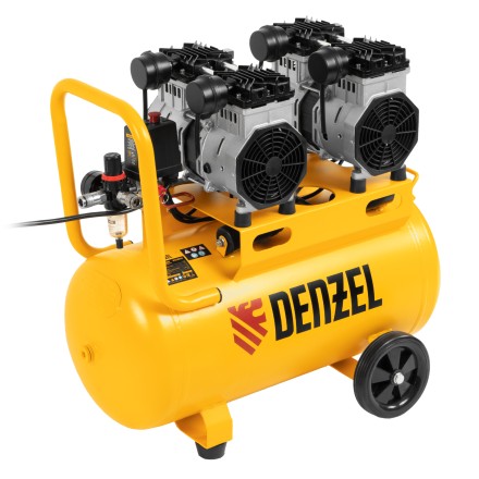 Компрессор безмасляный, малошумный Denzel DLS 2200/50, 2200 Вт, 2x1100, 50 л, 380 л/мин купить в Надыме