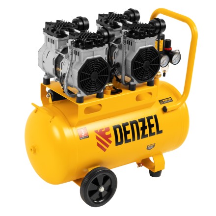 Компрессор безмасляный, малошумный Denzel DLS 2200/50, 2200 Вт, 2x1100, 50 л, 380 л/мин купить в Надыме