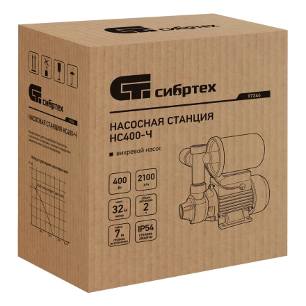 Насосная станция Сибртех НС400-Ч, 400 Вт, напор 32 м, 2100 л/ч, ресивер 2 л 97246 купить в Надыме