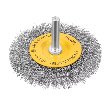 Щетка для дрели, 75 мм, Плоская, со шпилькой, нержавеющая витая проволока Denzel 744603 купить в Надыме