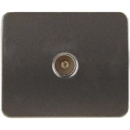 Розетка СВЕТОЗАР "ГАММА" телевизионная, без вставки и рамки, цвет темно-серый металлик SV-54115-DM купить в Надыме