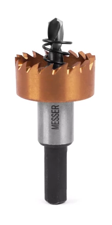HSS-TiN коронка MESSER  28мм с центр. сверлом и толкающей пружиной для  лист. материала  до 2 мм ц/х купить в Надыме