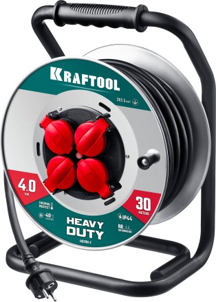 Силовые удлинители на стальной катушке  HEAVY DUTY 4.0, кабель КГ 3х2,5 кв мм 55086-30 купить в Надыме