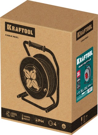 Силовые удлинители на стальной катушке  HEAVY DUTY 4.0, кабель КГ 3х2,5 кв мм 55086-30 купить в Надыме