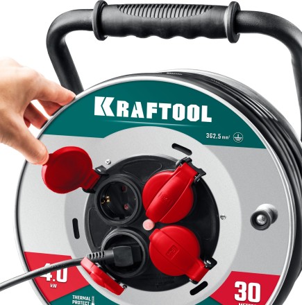 Силовые удлинители на стальной катушке  HEAVY DUTY 4.0, кабель КГ 3х2,5 кв мм 55086-30 купить в Надыме