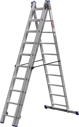 Лестница ЗУБР универсальная, трехсекционная со стабилизатором, 10 ступеней 38831-10 купить в Надыме