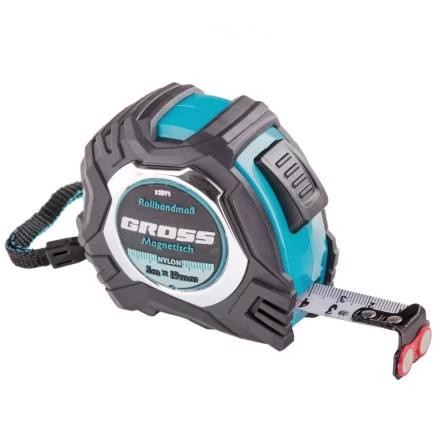 Рулетка Magnetisch 5 м х 19 мм обрезиненный корпус автоматическая фиксация Нейлоновое покрытиеытие зацеп с магнитом Gross 32571 купить в Надыме