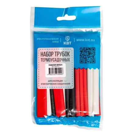 Набор цветных термоусадочных трубок КВТ Триколор Мульти с коэффициентом усадки 2:1 (87313) купить в Надыме