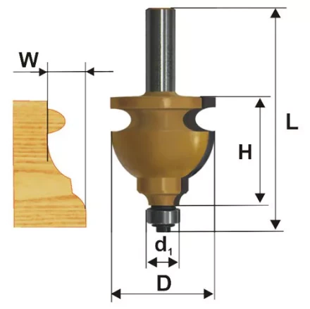 Фреза кромочная фигурная Ф445Х286 мм хвостовик 12 мм 46411 купить в Надыме