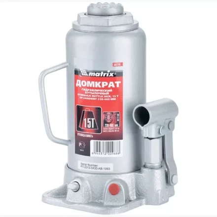 Домкрат гидравлический бутылочный 15 т h подъема 230–460 мм  MATRIX MASTER 50729 купить в Надыме