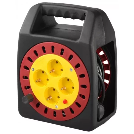 Удлинитель электрический с заземлением на катушке, евро, 4 гнезда, 10м, СВЕТОЗАР SV-55081-10 купить в Надыме