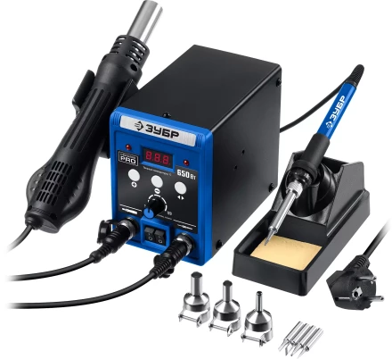 ЗУБР ПСР-650, 100 - 500°С, 650 Вт, 2 в 1, ремонтная паяльная станция, Профессионал (55427) купить в Надыме