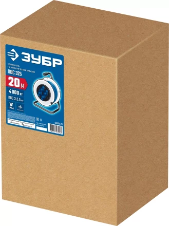 ЗУБР ПВС-325, ПВС, 3 x 2.5 мм2, 20 м, 4000 Вт, IP44, силовой удлинитель на стальной катушке, Профессионал (55102-20) купить в Надыме