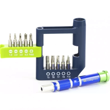 Отвёртка для точных работ с набором бит 21 штук CrV Сибртех 13334 купить в Надыме