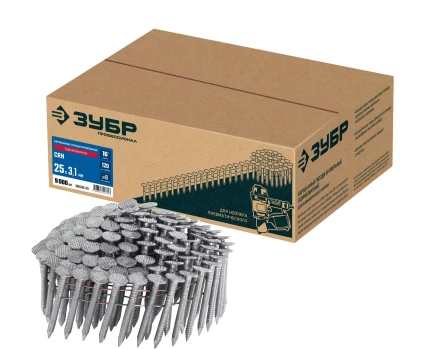 ЗУБР CRN 25 х 3.1 мм, барабанные гвозди кровельные оцинкованные, 9000 шт (305385-25) купить в Надыме