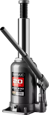 Домкрат гидравлический бутылочный, 20т, 230-430 мм, MIRAX 43260-20 43260-20 купить в Надыме