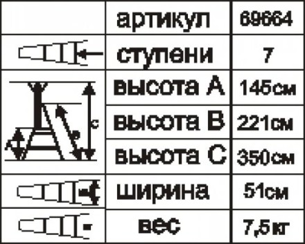 Стремянка стальная &quot;Энкор&quot; 7 ступеней 69664 купить в Надыме