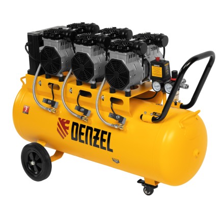 Компрессор безмасляный, малошумный Denzel DLS 3300/100, 3300 Вт,3x1100, 100 л, 570 л/мин ,блок управления купить в Надыме