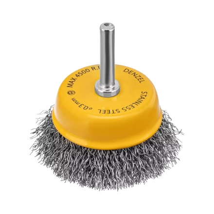 Щетка для дрели, 65 мм, Чашка, со шпилькой , нержавеющая витая проволока Denzel 744613 купить в Надыме