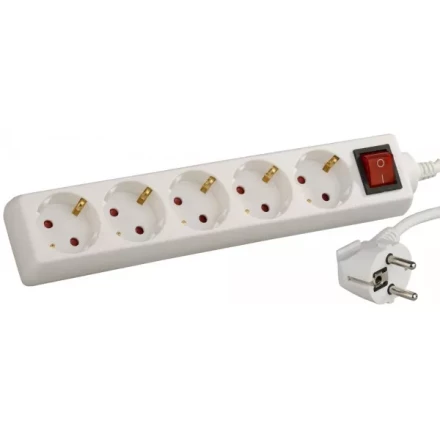 Удлинитель СВЕТОЗАР электрический с заземлением и выключателем, с защитными шторками, евро, 5 гнезд,2м SV-55055-2 купить в Надыме