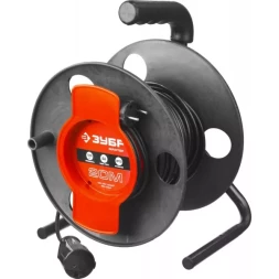 Удлинитель ЗУБР "МАСТЕР" на катушке, ПВС 2х0,75кв мм, 1 гнездо, макс мощн 1300Вт, 20м 55075-20