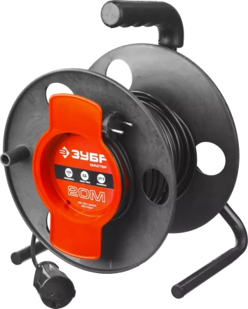 Удлинитель ЗУБР &quot;МАСТЕР&quot; на катушке, ПВС 2х0,75кв мм, 1 гнездо, макс мощн 1300Вт, 20м 55075-20 купить в Надыме