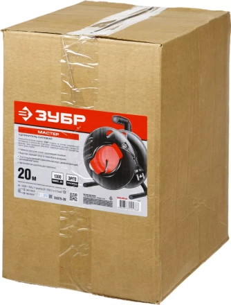 Удлинитель ЗУБР &quot;МАСТЕР&quot; на катушке, ПВС 2х0,75кв мм, 1 гнездо, макс мощн 1300Вт, 20м 55075-20 купить в Надыме