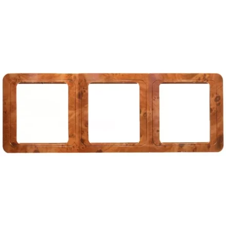 Панель СВЕТОЗАР "ГАММА" накладная, вертикальная, цвет орех, 3 гнезда SV-54149-N купить в Надыме