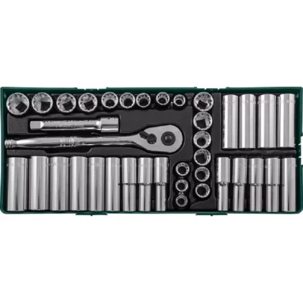 Набор головок торцевых стандарных 12гранных и глубоких 6гранных дюймовых 38предметов ложемент Jonnesway S05H4238SP 49080 купить в Надыме