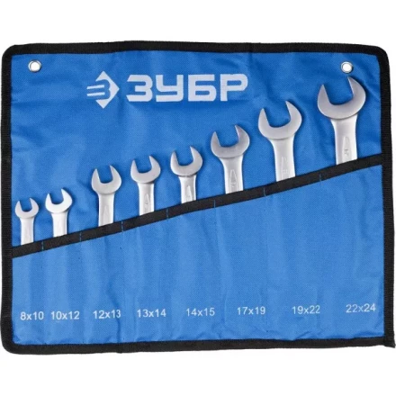 Набор ЗУБР "ПРОФИ": Ключ гаечный рожковый, Cr-V сталь, хромированный, 8х24мм, 8шт 27027-H8 купить в Надыме