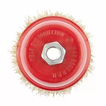 Щетка для УШМ 75 мм М14 чашка латунированная витая проволока MATRIX 74604 купить в Надыме