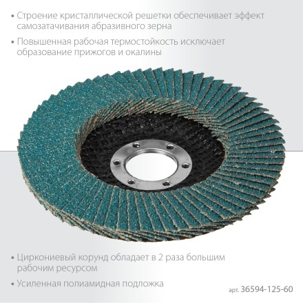 Круги лепестковые циркониевые торцевые 36594-125-60 купить в Надыме