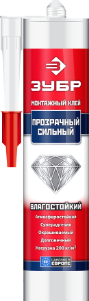 Суперсильный монтажный клей ЗУБР ЭКСПЕРТ 300 мл прозрачный 41332 купить в Надыме