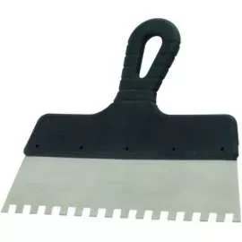 Шпатель из нержавеющей стали 150 мм зуб 6х6 мм пластмассовая ручка Россия 85115 купить в Надыме