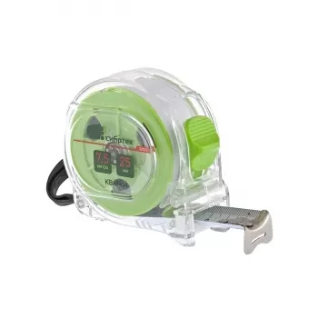 Рулетка Кварц, прозрачный корпус, амортизатор, 7,5 м х 25 мм  СИБРТЕХ 32523 купить в Надыме