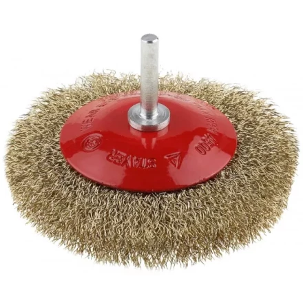 ЗУБР "ПРОФЕССИОНАЛ". Щетка коническая для дрели, витая латунированная стальная проволока 0,3мм, 100мм 35233-100_z02 купить в Надыме