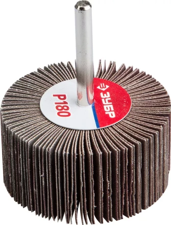 Круг шлифовальный ЗУБР "МАСТЕР" веерный лепестковый, на шпильке, тип КЛО, зерно-электрокорунд нормальный, P180, 30х60мм 36602-180 купить в Надыме