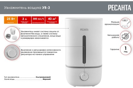 Увлажнитель воздуха Ресанта УВ-3 67/7/1 купить в Надыме