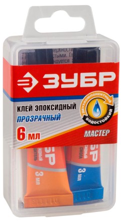 Клей ЗУБР эпоксидный, в тюбиках, в пластиковой коробке, 3мл+3мл 41948 купить в Надыме