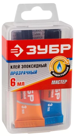 Клей ЗУБР эпоксидный, в тюбиках, в пластиковой коробке, 3мл+3мл 41948 купить в Надыме