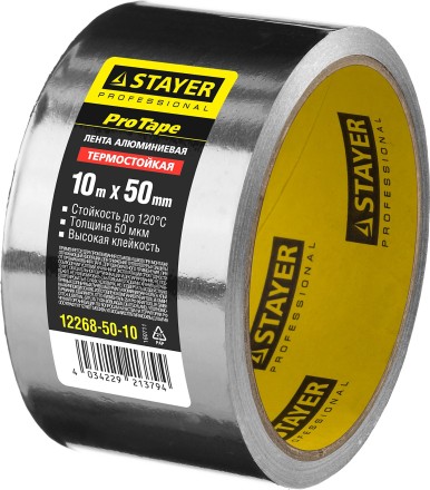 Алюминиевая лента, STAYER Professional 12268-50-10, до 120°С, 50мкм, 50мм х 10м 12268-50-10 купить в Надыме