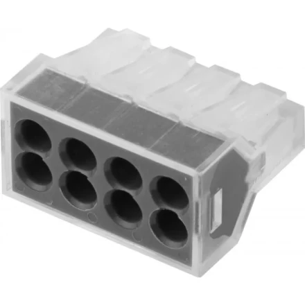 Клемма СВЕТОЗАР соединительная, 8-и проводная, 400В, 24А, 0,75-2,5мм2, 2шт 49170-8 купить в Надыме