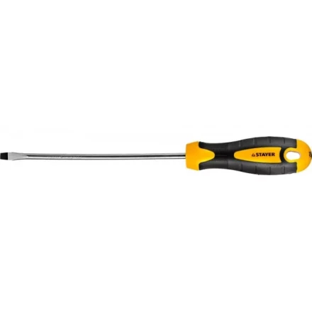 Отвертка STAYER "MASTER" "ТECHNO", двухкомпонентная рукоятка, магнитный наконечник, Cr-V, SL5,0x150мм 2507-05-15_z02 купить в Надыме